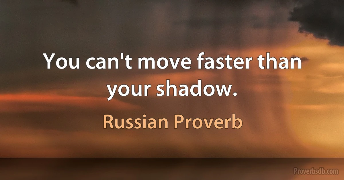 You can't move faster than your shadow. (Russian Proverb)