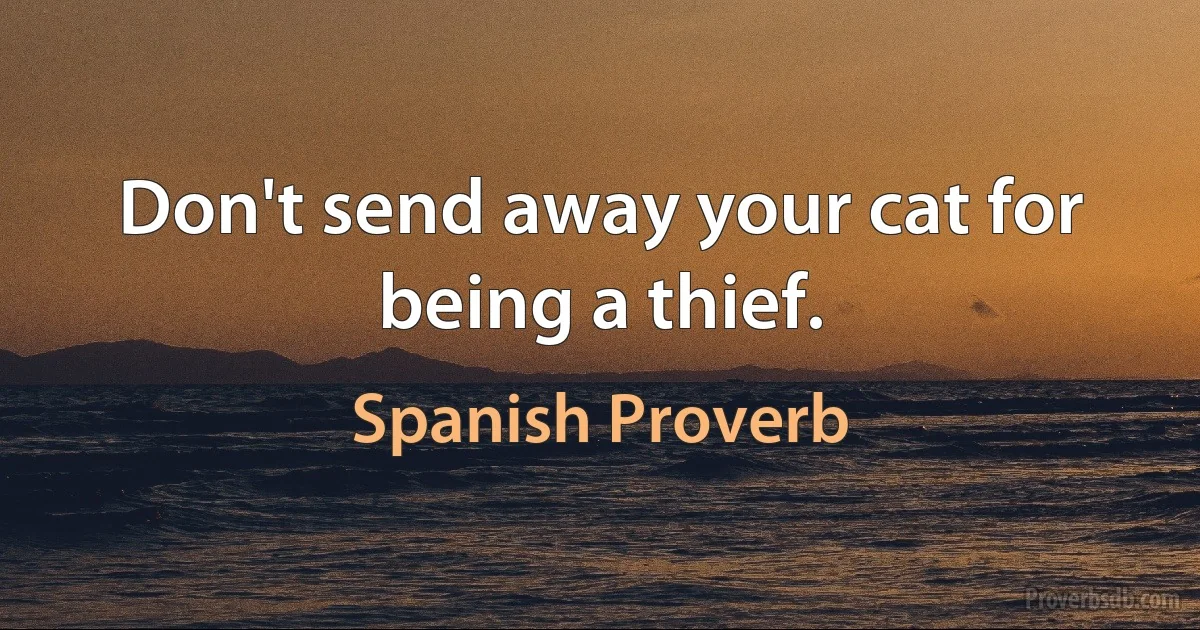 Don't send away your cat for being a thief. (Spanish Proverb)