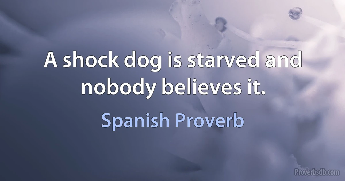 A shock dog is starved and nobody believes it. (Spanish Proverb)