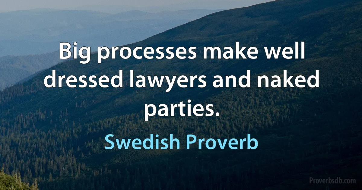 Big processes make well dressed lawyers and naked parties. (Swedish Proverb)