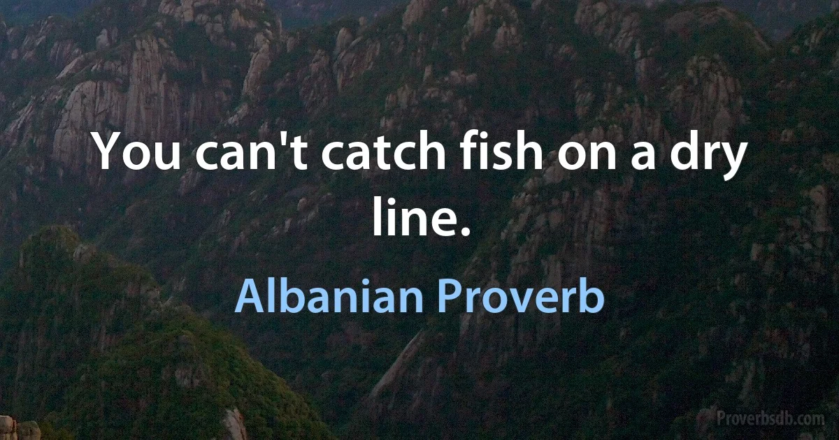 You can't catch fish on a dry line. (Albanian Proverb)