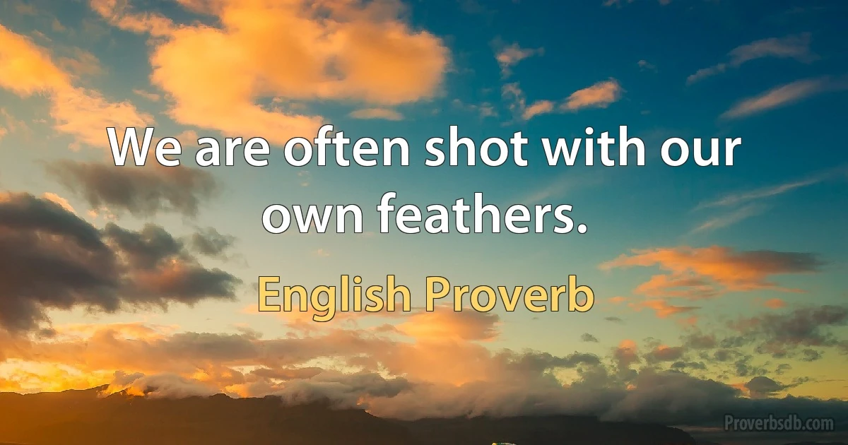 We are often shot with our own feathers. (English Proverb)