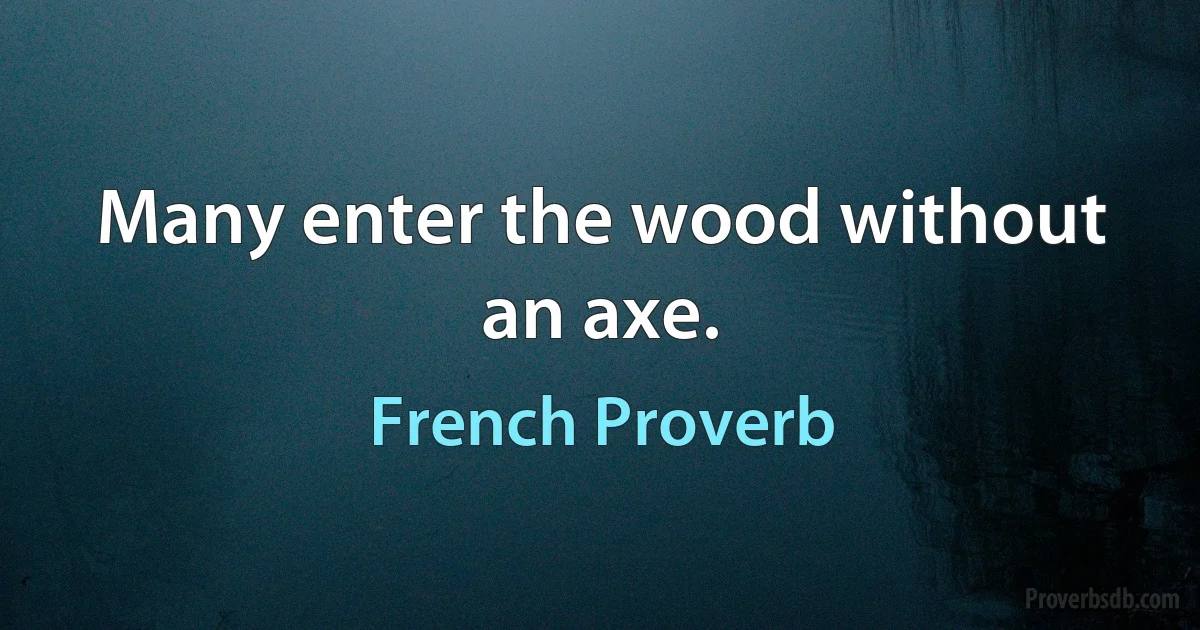 Many enter the wood without an axe. (French Proverb)