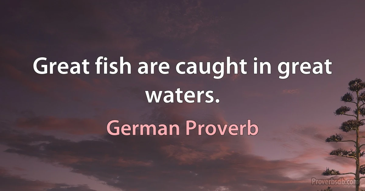 Great fish are caught in great waters. (German Proverb)