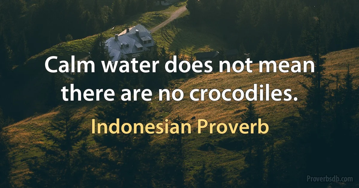 Calm water does not mean there are no crocodiles. (Indonesian Proverb)