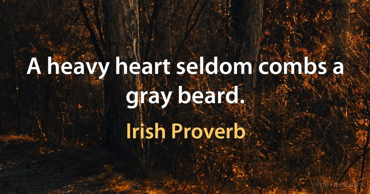 A heavy heart seldom combs a gray beard. (Irish Proverb)