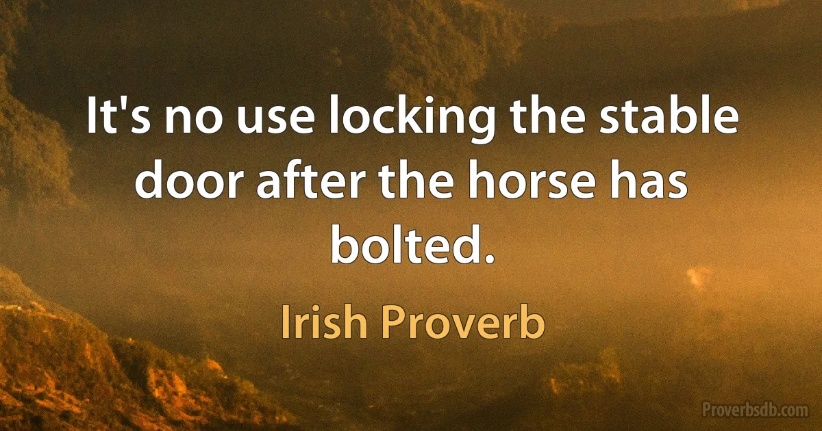 It's no use locking the stable door after the horse has bolted. (Irish Proverb)