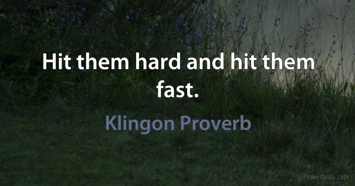 Hit them hard and hit them fast. (Klingon Proverb)