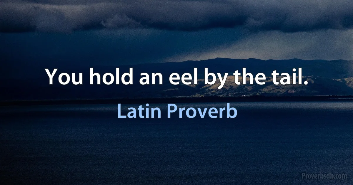 You hold an eel by the tail. (Latin Proverb)