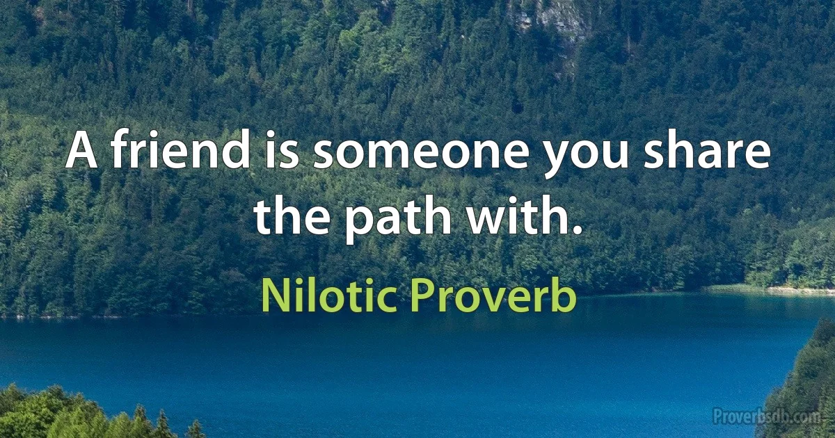 A friend is someone you share the path with. (Nilotic Proverb)