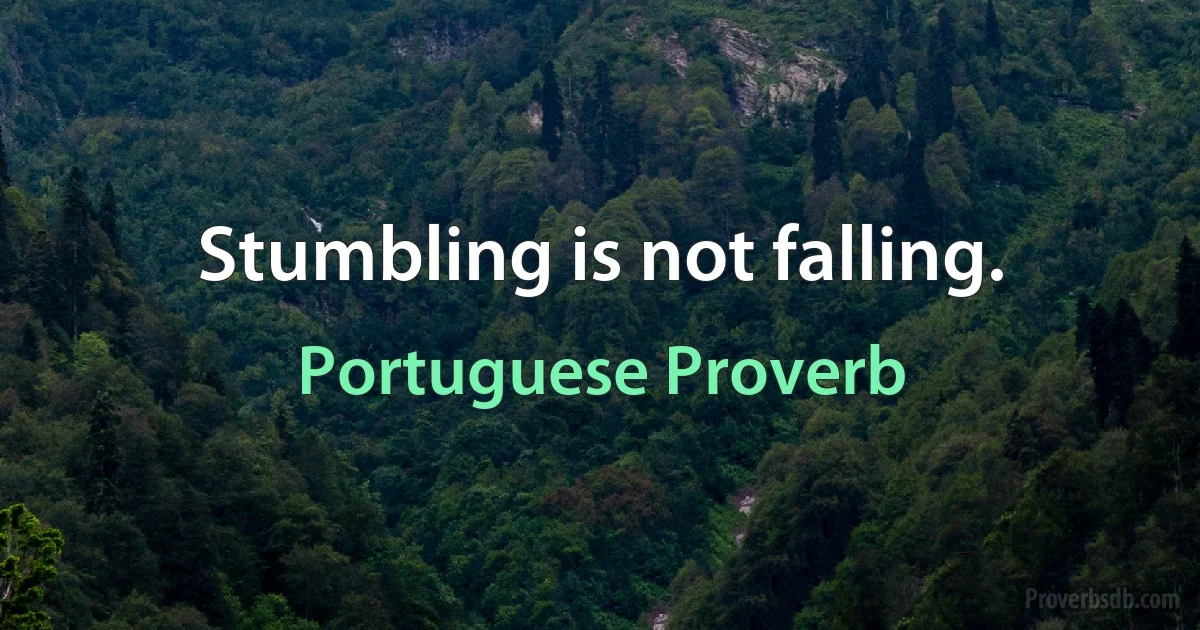 Stumbling is not falling. (Portuguese Proverb)