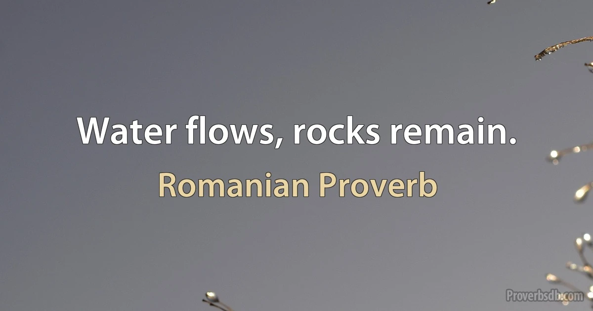 Water flows, rocks remain. (Romanian Proverb)