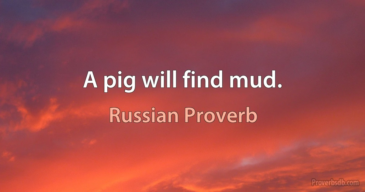 A pig will find mud. (Russian Proverb)