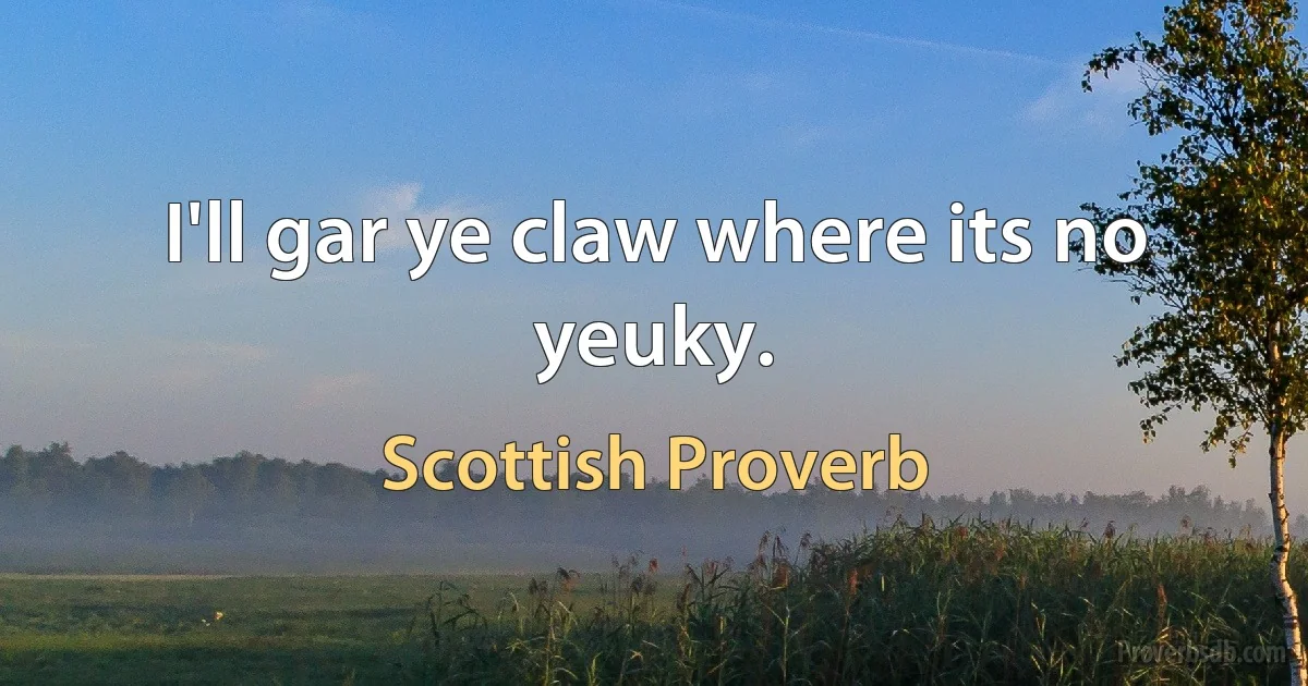 I'll gar ye claw where its no yeuky. (Scottish Proverb)