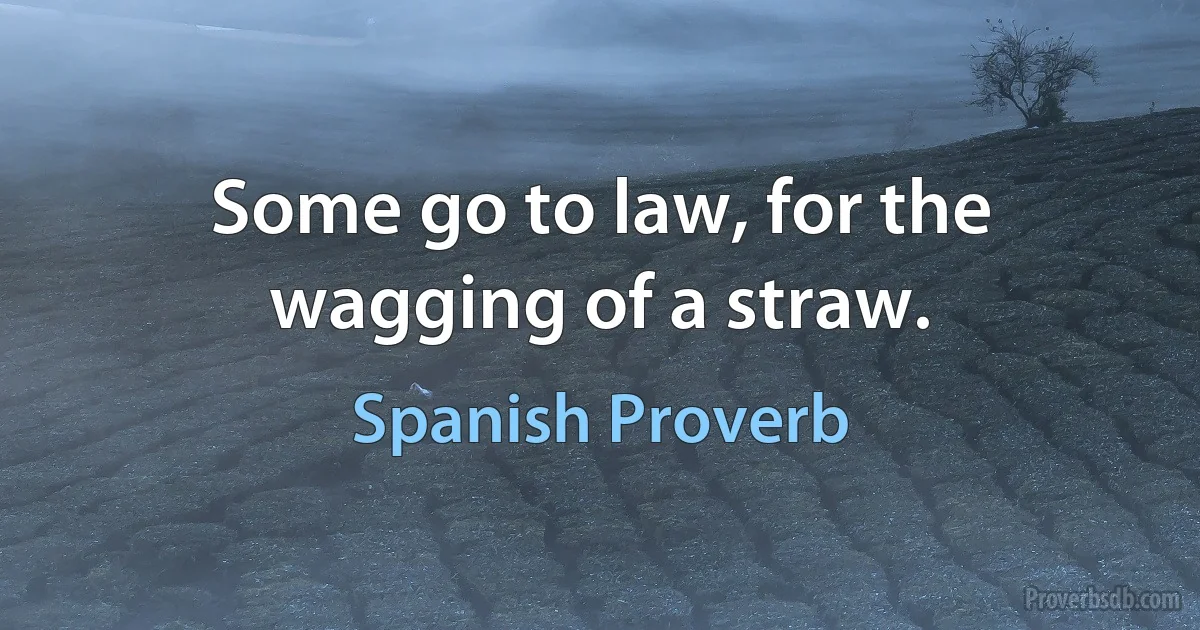 Some go to law, for the wagging of a straw. (Spanish Proverb)