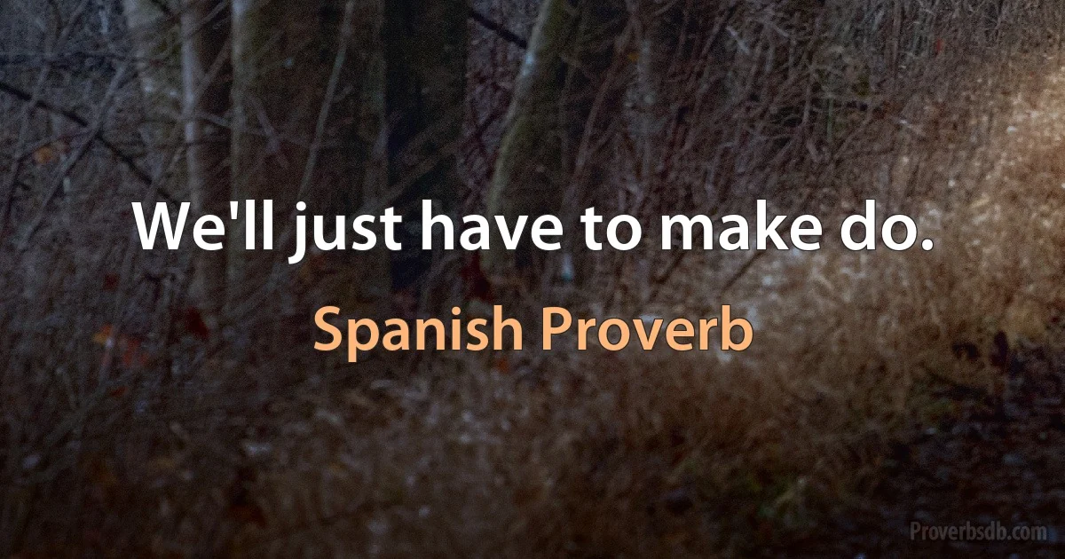 We'll just have to make do. (Spanish Proverb)