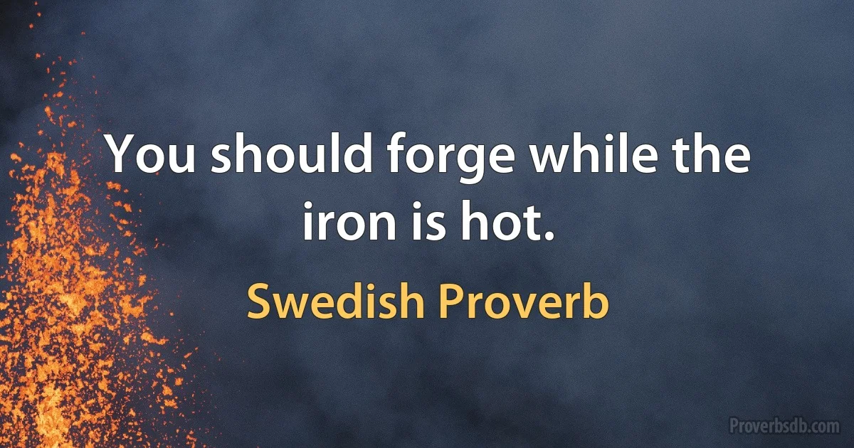 You should forge while the iron is hot. (Swedish Proverb)