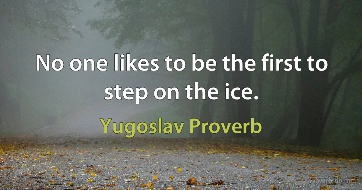 No one likes to be the first to step on the ice. (Yugoslav Proverb)