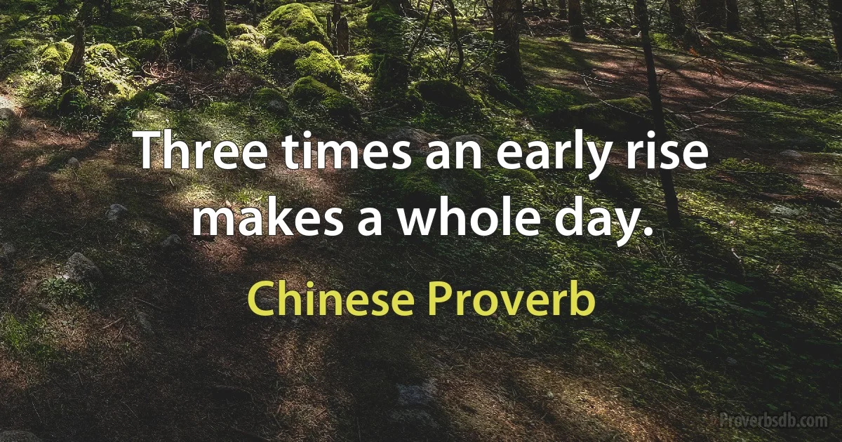 Three times an early rise makes a whole day. (Chinese Proverb)