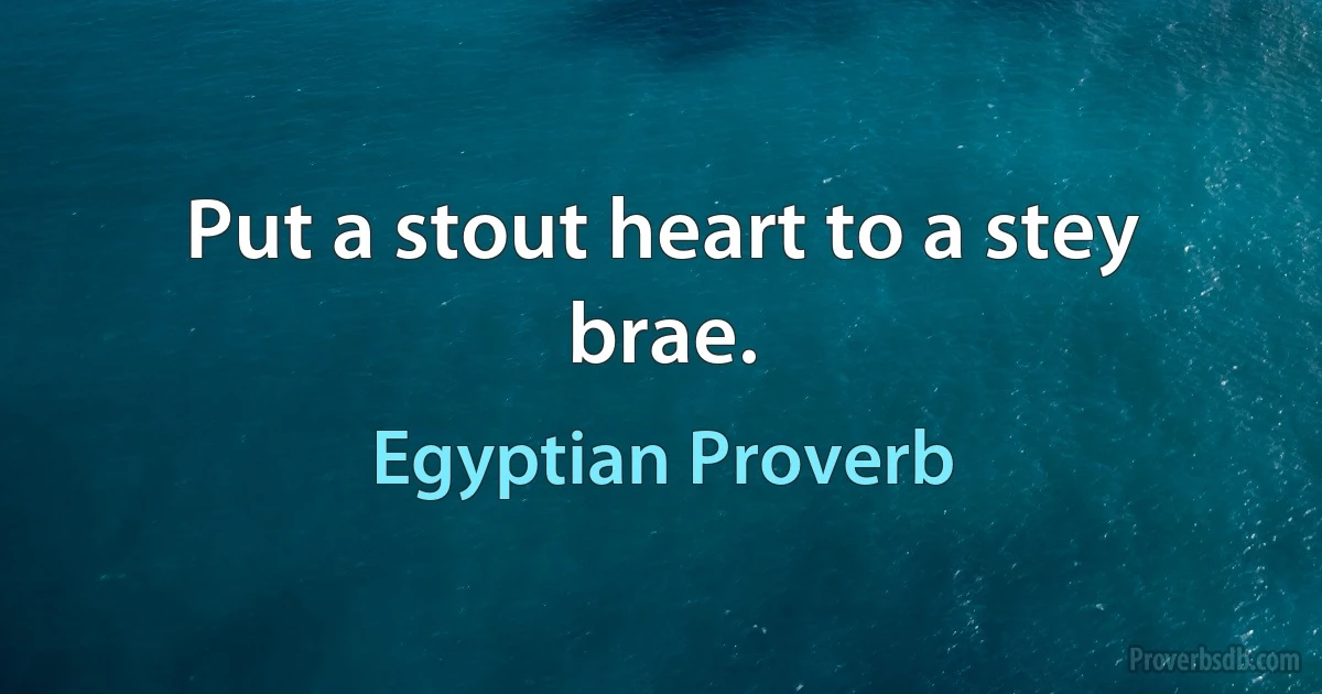 Put a stout heart to a stey brae. (Egyptian Proverb)