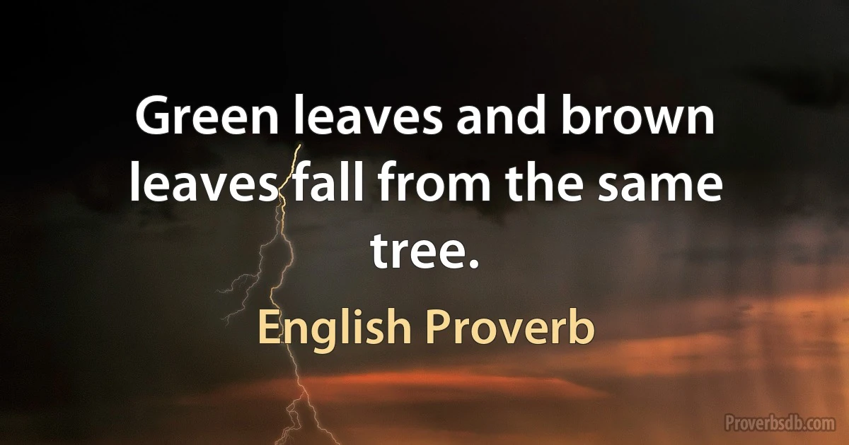 Green leaves and brown leaves fall from the same tree. (English Proverb)