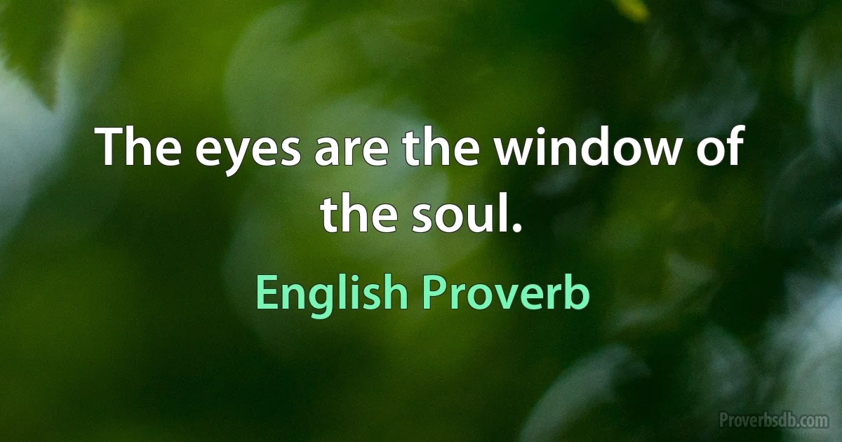 The eyes are the window of the soul. (English Proverb)