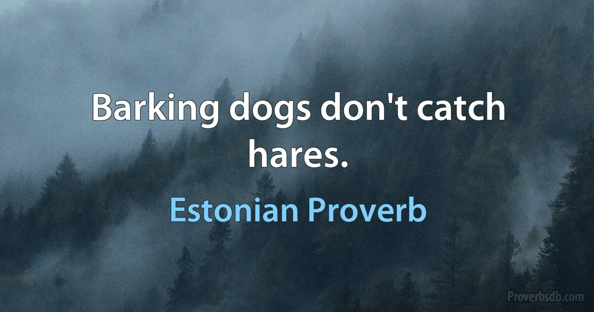 Barking dogs don't catch hares. (Estonian Proverb)