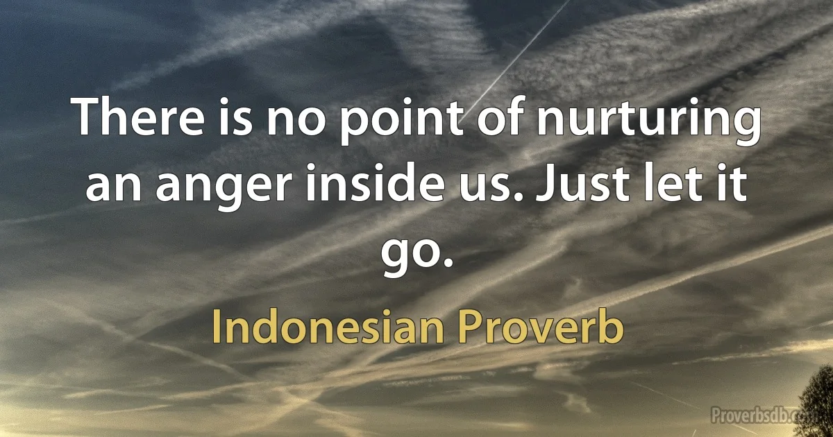 There is no point of nurturing an anger inside us. Just let it go. (Indonesian Proverb)