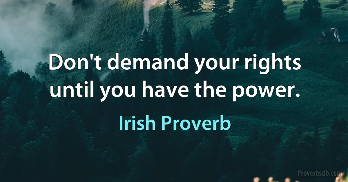 Don't demand your rights until you have the power. (Irish Proverb)