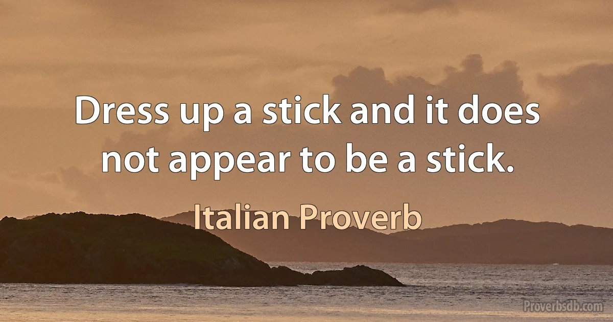 Dress up a stick and it does not appear to be a stick. (Italian Proverb)