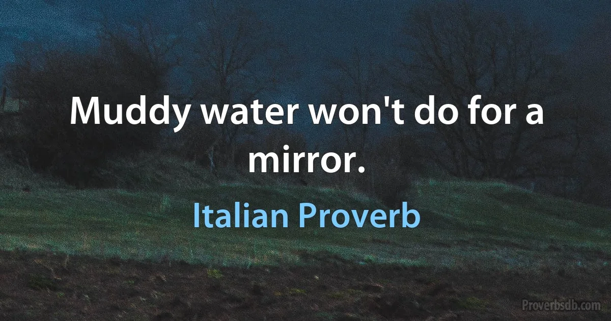 Muddy water won't do for a mirror. (Italian Proverb)