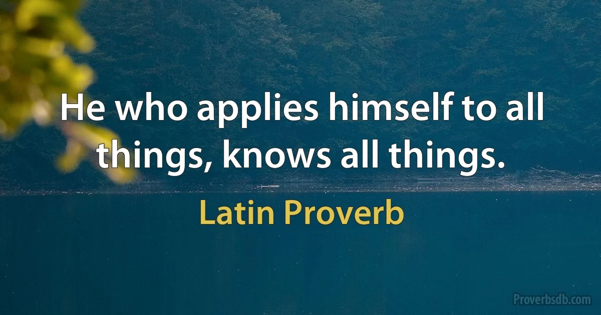 He who applies himself to all things, knows all things. (Latin Proverb)