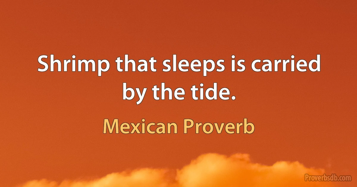 Shrimp that sleeps is carried by the tide. (Mexican Proverb)