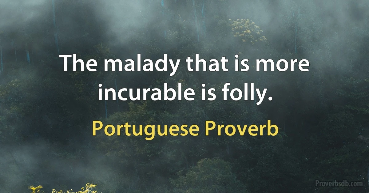 The malady that is more incurable is folly. (Portuguese Proverb)