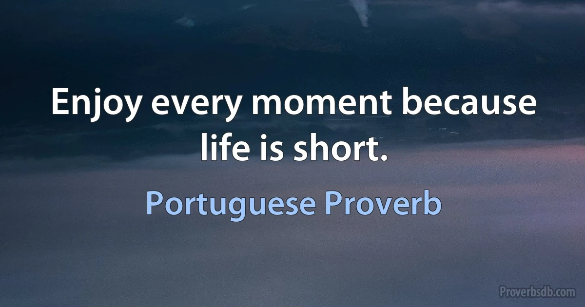 Enjoy every moment because life is short. (Portuguese Proverb)