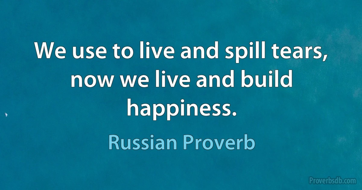 We use to live and spill tears, now we live and build happiness. (Russian Proverb)