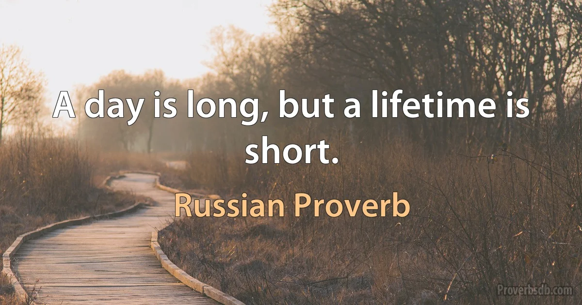 A day is long, but a lifetime is short. (Russian Proverb)