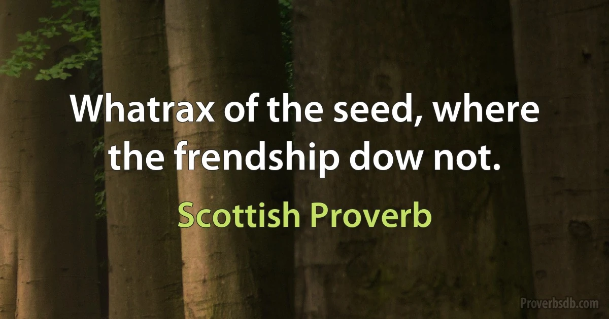 Whatrax of the seed, where the frendship dow not. (Scottish Proverb)