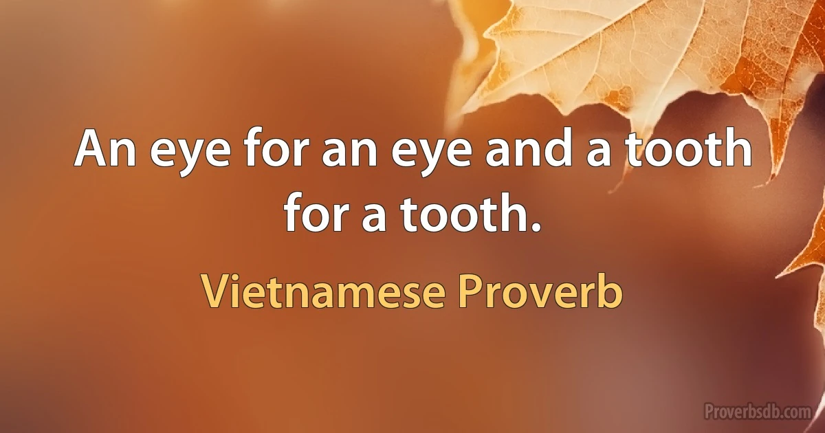 An eye for an eye and a tooth for a tooth. (Vietnamese Proverb)