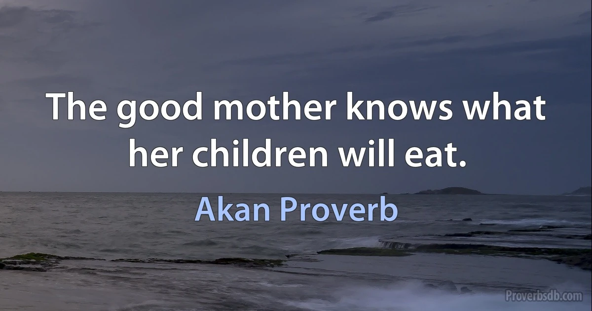 The good mother knows what her children will eat. (Akan Proverb)