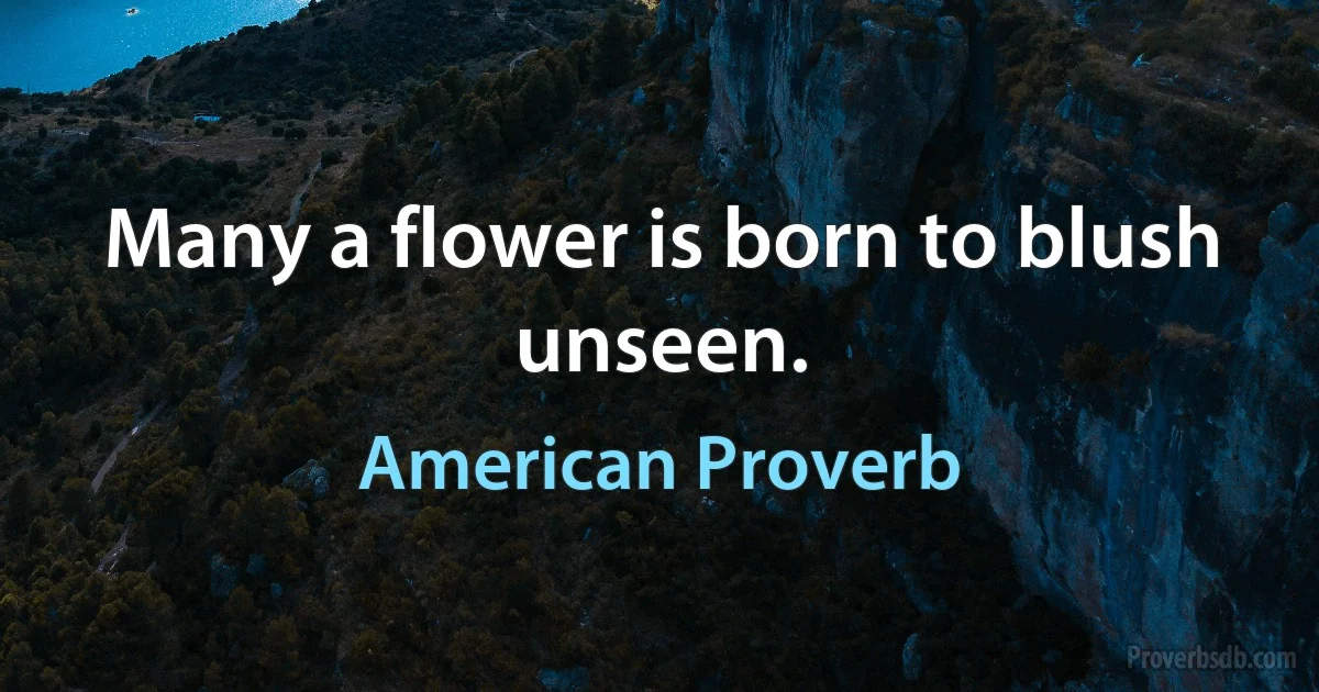 Many a flower is born to blush unseen. (American Proverb)