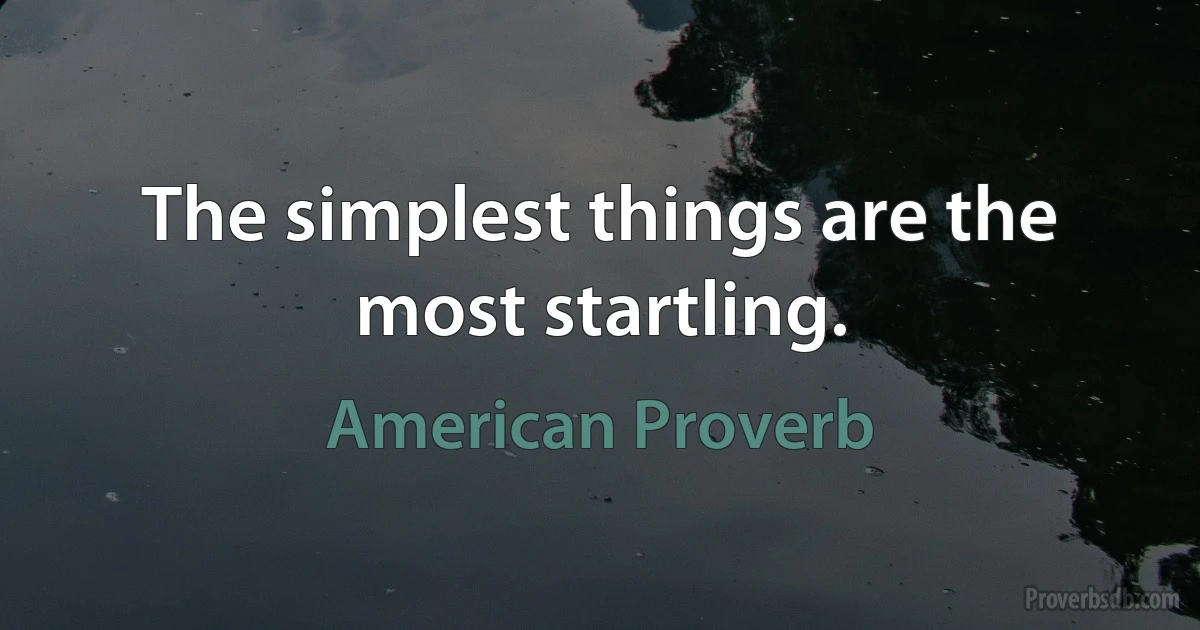 The simplest things are the most startling. (American Proverb)