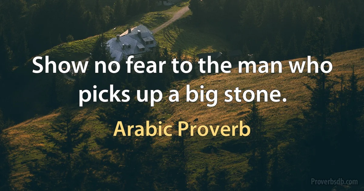 Show no fear to the man who picks up a big stone. (Arabic Proverb)