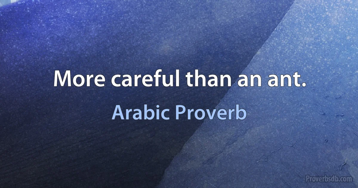 More careful than an ant. (Arabic Proverb)