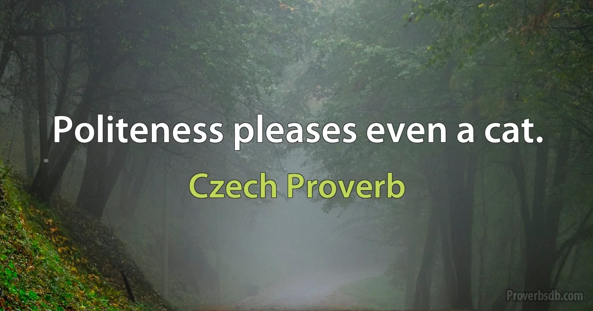 Politeness pleases even a cat. (Czech Proverb)