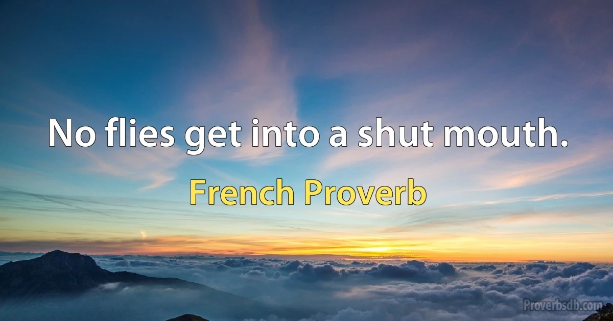 No flies get into a shut mouth. (French Proverb)