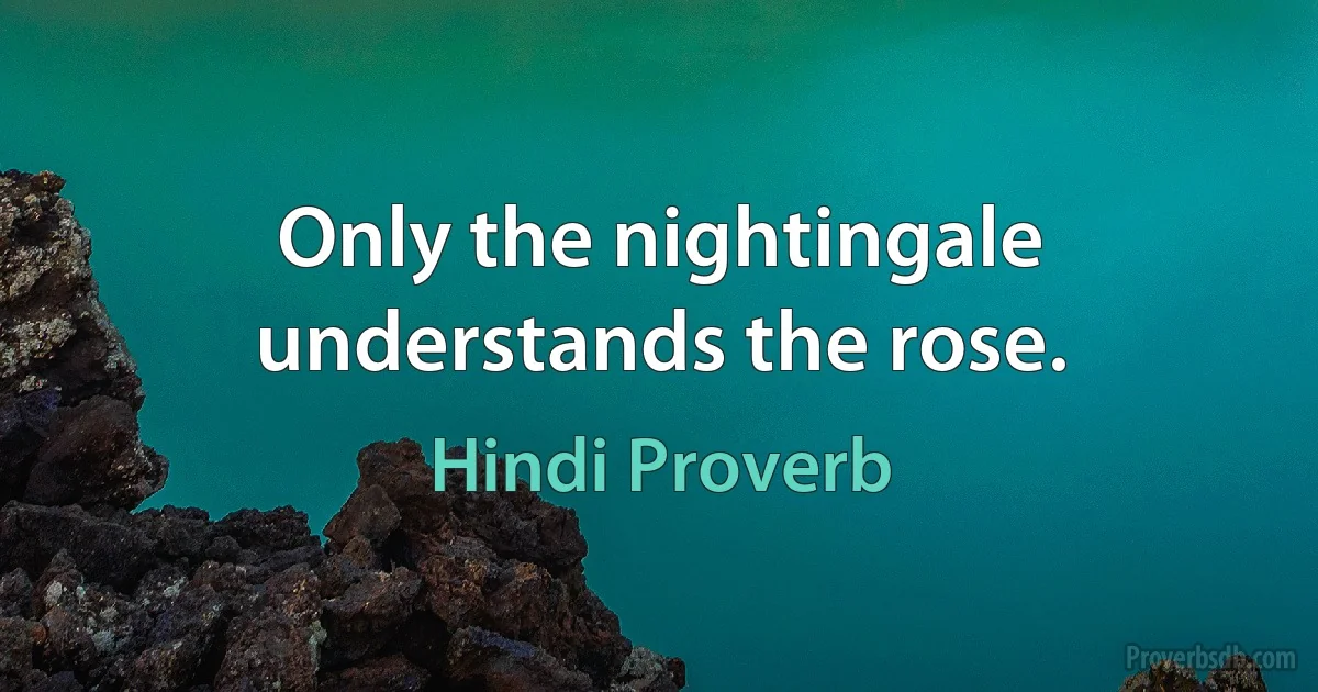 Only the nightingale understands the rose. (Hindi Proverb)