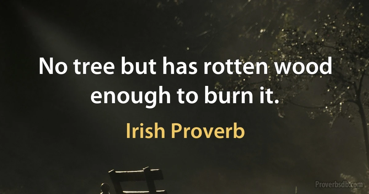 No tree but has rotten wood enough to burn it. (Irish Proverb)