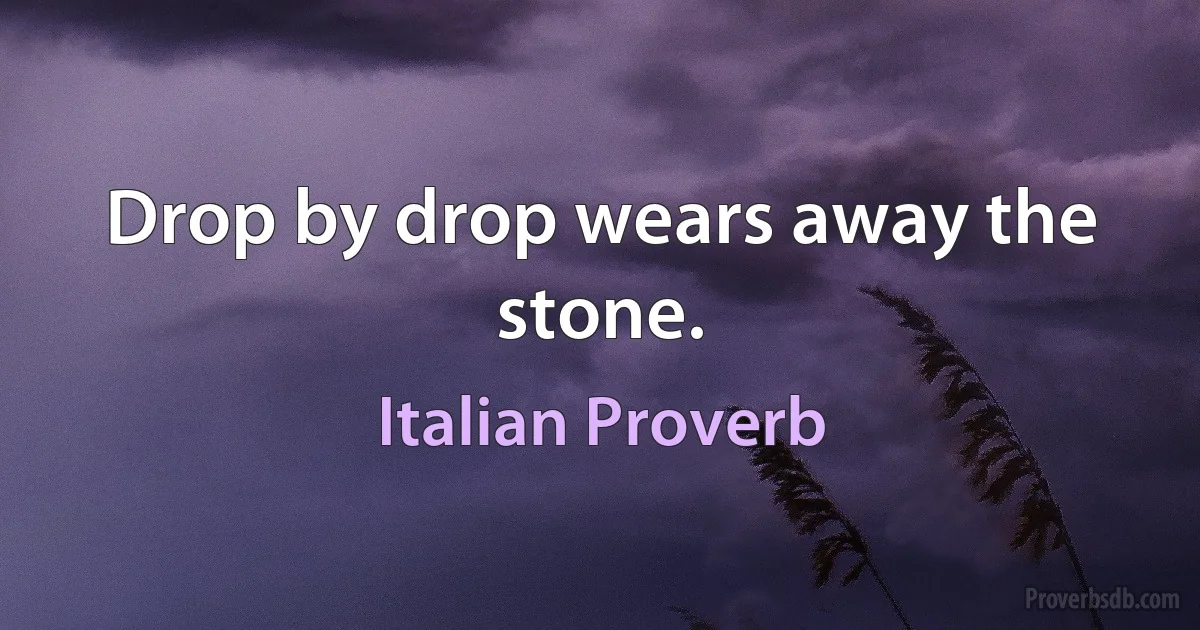 Drop by drop wears away the stone. (Italian Proverb)