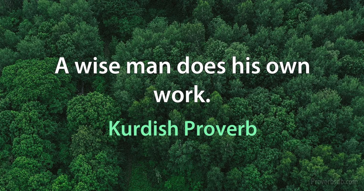 A wise man does his own work. (Kurdish Proverb)